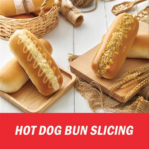 Hot dog bun slicing